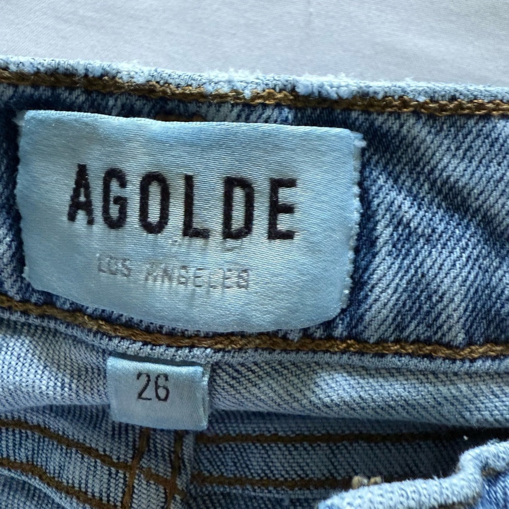 Agolde Slim Straight Light Wash Jeans Size 26 Button Fly - Picture 10 of 13